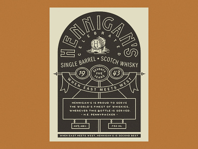 Hennigan's Label illustration label logo monoline scotch simple texture type typography vector vintage whiskey