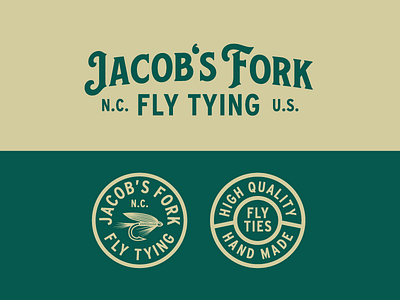 Jacob's Fork design fishing fly fishing handmade local logo logotype outdoors vector