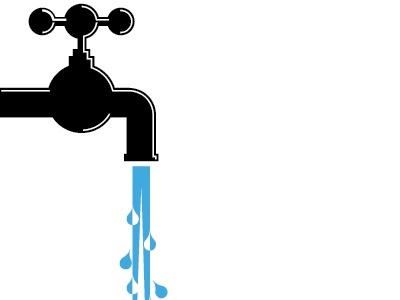 Water tap and running water black blue icon logo old pure retro scheme simply symbol water white