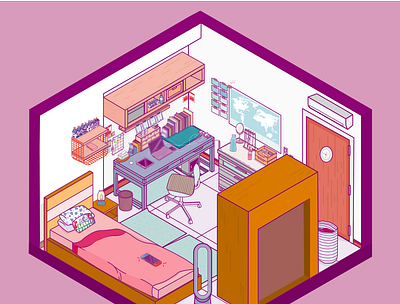 My personal space adobe illustrator design dribbble graphicdesign home illustration isometric isometric art isometric design isometric illustration room