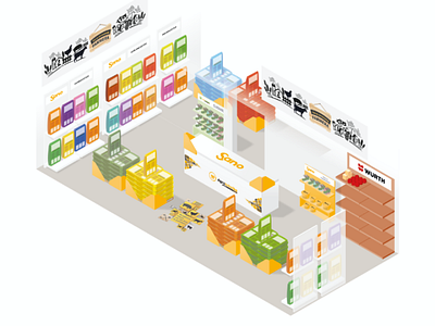 Isometric illustration of animal food retail store