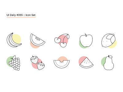 UI Challenge: 055 - Icon Set daily ui fruity icons