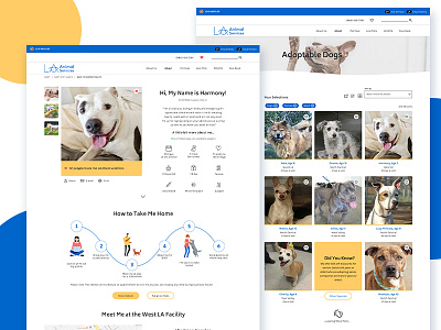 Los Angeles Animal Services Website Re-Design animals profile page search page user experience design user interface design ux ui