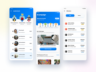 Redesign Campaign apps #gamification page app blue branding campaign cha challenge design dribbble education leaderboard mobile rank social task ui ui design