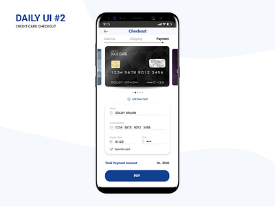 Daily UI #2: Credit Card Checkout creative creditcard dailyui mobile ui ui