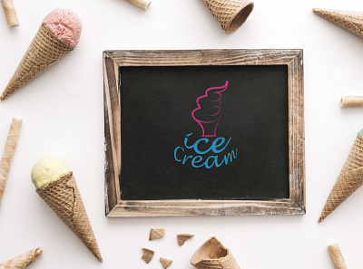 Board Ice cream Logo branding services minimalist logo