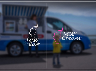 Ice Cream Logo branding services minimalist logo