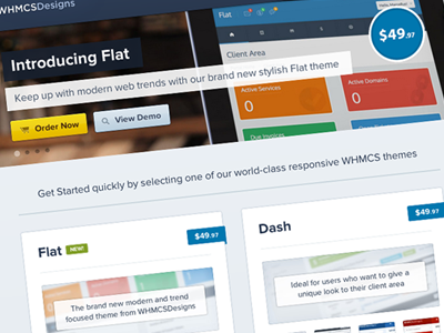 WHMCSDesigns designs flat hosting skins templates themes whmcs