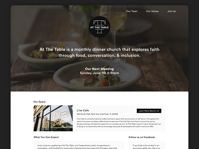 Community Meal Landing Page church dinner landing page table