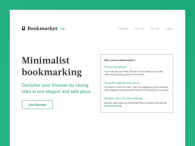 Bookmarker Landing page acta bookmarking landing page minimalism pitch page