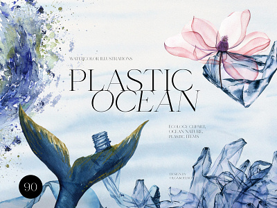 Plastic ocean illustrations branding design ecological floral graphic design illustration logo ocean pattern plastic pollution poster sea illustration seamless pattern set design sustainability wall art watercolor watercolor ocean whales