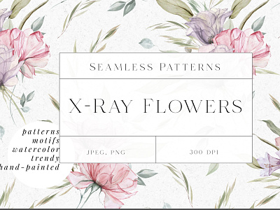 Pattern design. Transparent flowers branding design illustration logo pattern seamless pattern set design textile watercolor