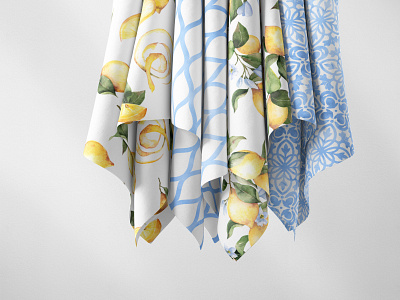 Ocean Citrus. Pattern collection for fabric branding design illustration logo pattern seamless pattern set design textile watercolor