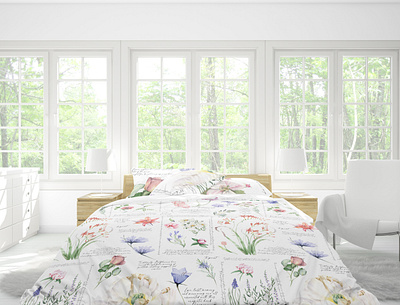 Floral pattern design for bedding branding design illustration logo pattern seamless pattern set design textile watercolor