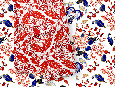 Pattern design for HEIDI CAREY. Watercolor Jacobean print branding design illustration logo pattern seamless pattern set design textile watercolor