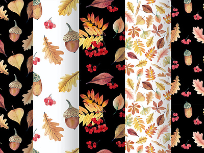 Autumn leaves seamless patterns autumn design illustration october pattern seamless seamless pattern textile watercolor wrapping paper