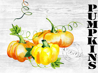 Watercolor Bright Pumpkins Set