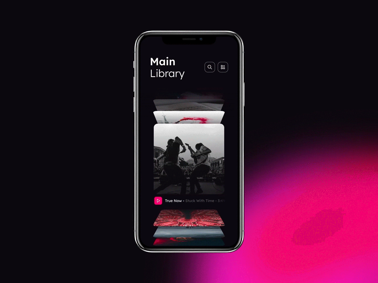 Mysic - Music App Library Animation adobe xd animation design library mobile mockup motion music player scroll ui ui ux design