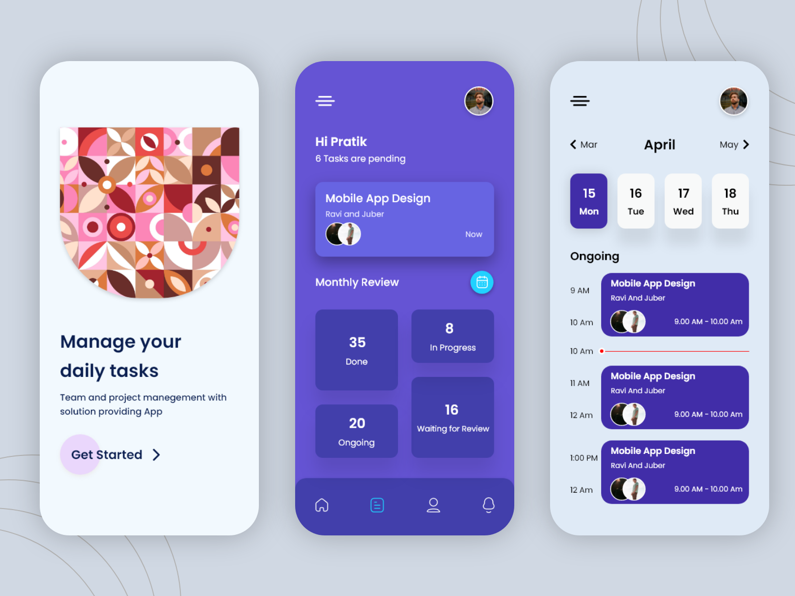 Task Manage App by pratik_uiux on Dribbble