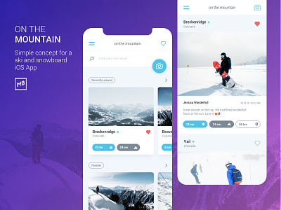 On The Mountain app ios iphone iphone x ski ski resort snow snowboard ux