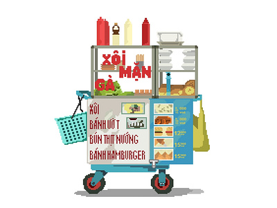 Street Vendor Vietnamese Pixels illustration pixel vector vietnam