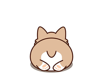 Cute pet butt, corgi animal animal butt flat design icon logo pet