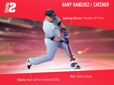 Gary Sánchez baseball catcher app baseball brainstorm charter design illustration illustrator vector web website