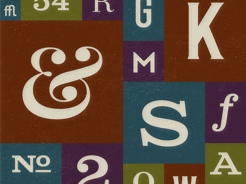 Typographic Jumble typography letters numbers ampersand grid muted grit poster squares random