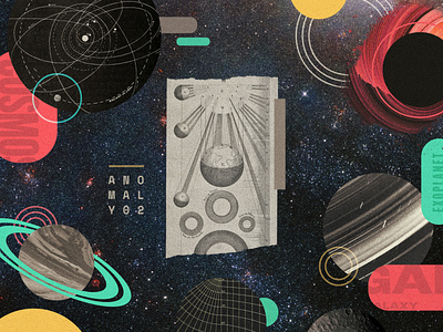 Anomaly 02 album art anomaly astronomy black hole collage cosmic diagrams experimental orbit planetary space
