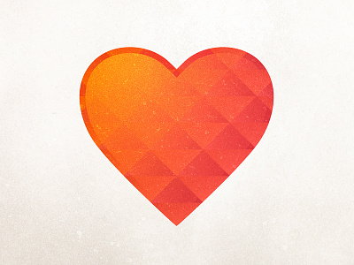 Faceted Heart details facets geometric heart icon illustration orange red texture