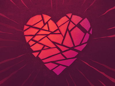 Not-so-happy Valentine's Day broken cracked heart illustration love pieces sex shattered valentine