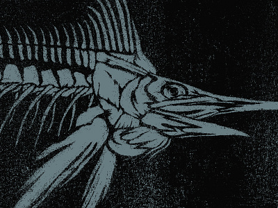 Marlin Bones bones grit illustration marlin nautical screen printing shirt skeleton swordfish texture