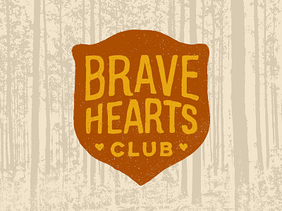 Brave Hearts Club Badge badge brave club community group hand drawn patch shield support