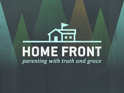 Home Front branding flag house logo minimal mountains parenting trees triangles