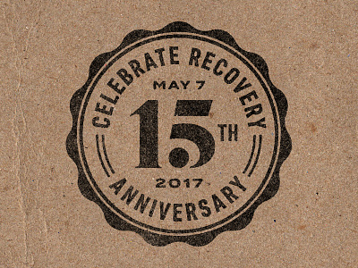 15th Anniversary Stamp 15 anniversary badge cardboard circle coffee ink seal sleeve stamp