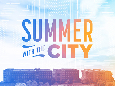 Summer With The City blue bright city gradient linework orange summer typography