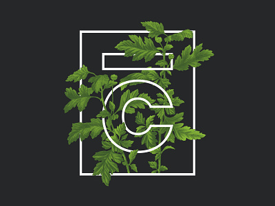 Leafy Logo Shirt apparel box floral foliage halftone illustration leaves logo overlapping shirt