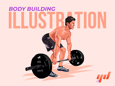 Body Builder Illustration with Detailed Vector