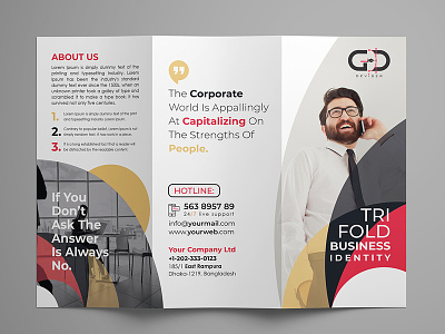Tri-Fold Brochure 3 fold a4 advertising agency ai blue branding brochure business business brochure clean company corporate creative customisable eps financial indesign psd yollow