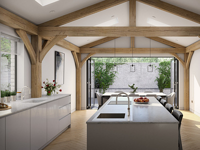 Contemporary Timber Framed Kitchen-Diner - Day time