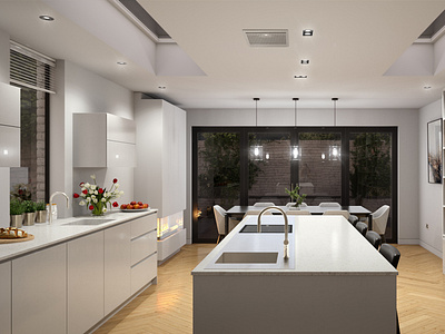 Contemporary Kitchen-Diner - Night time