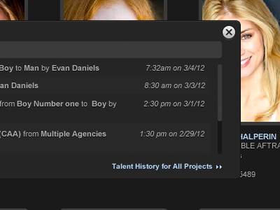 Project History close feed scroll window