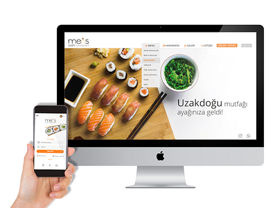 Melis Sushi App and Website ai design flat graphic design illustration illustrator logo ui vector web webdesign website