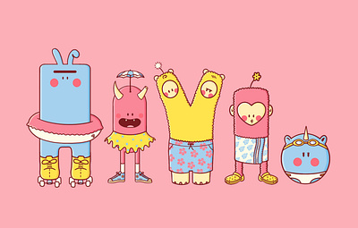 Yoohoo Characters 2d 2d character branding character character design children childrens illustration colorful design flat illustration illustrator playful