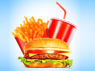 fastfood cola drink fastfood french fries hamburger illustration photoshop