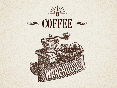 Coffeee Warehouse coffee etching logo photoshop warehouse