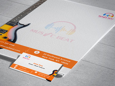 "Music Beat" Music Industry Letterhead and Business Card