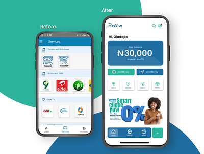 Payvice app home screen app branding design finance ui ux