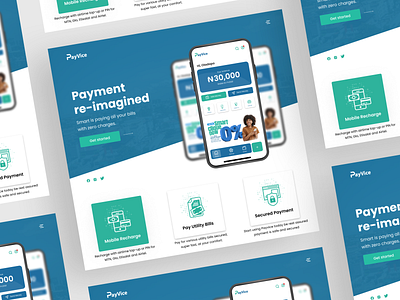 payvice landing page mockup app branding design ui ux web