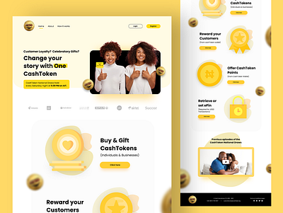 New proposed landing page for CashToken branding design illustration minimal ui web